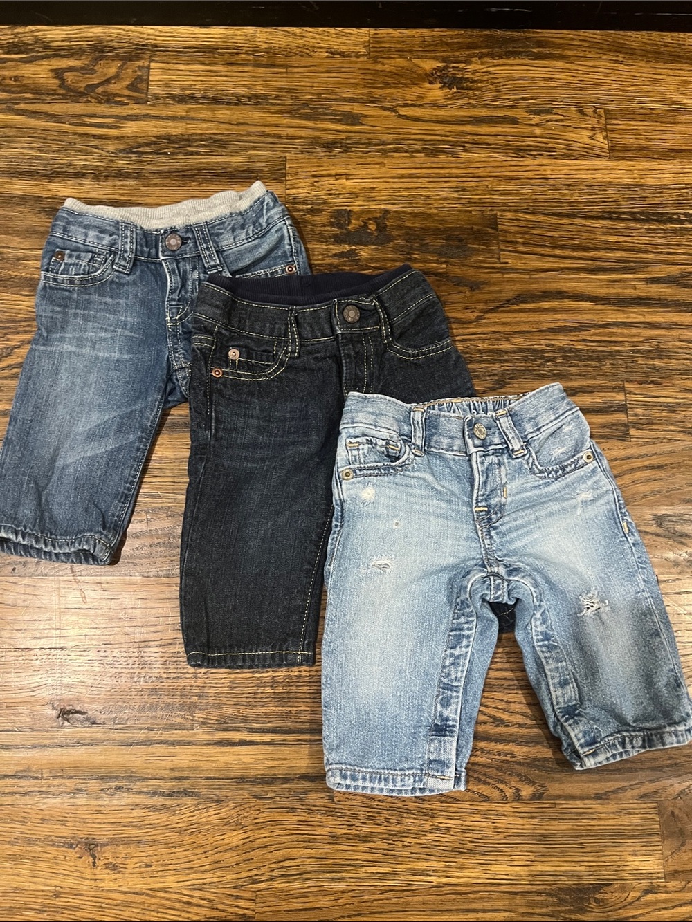 GAP Bundle 3-6 Months Boys Denim Jeans in Light, Medium and Dark Blue